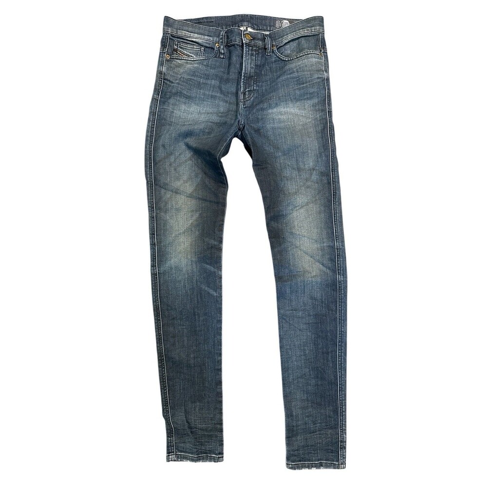 Diesel Jeans Mens 32x33 Dark Blue D-Reeft Jog Skinny Distressed Stretch Denim